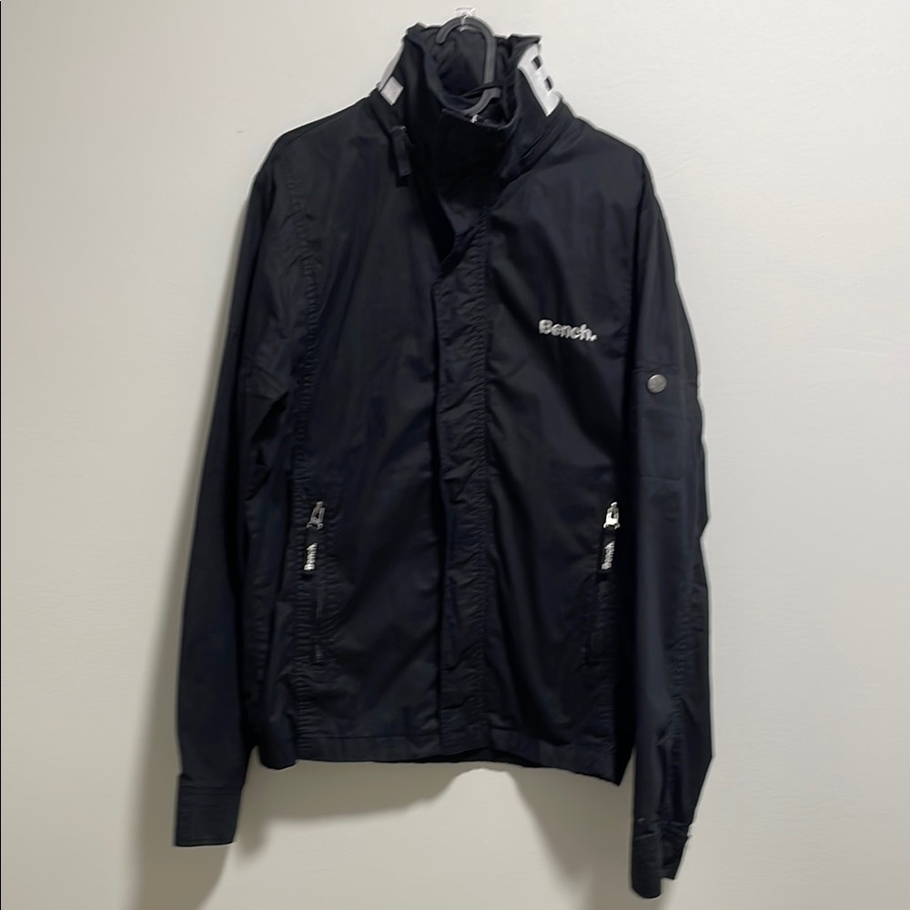 Bench Men’s Black 100% Cotton Windbreaker with Hidden Hood